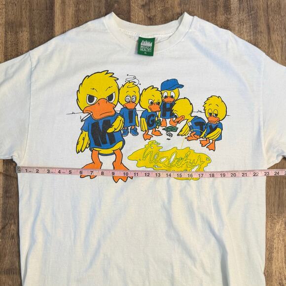 VTG Mighty Healthy Tee Shirt Ducks Gambling Smoking White Made In USA Unisex XL - Picture 8 of 9